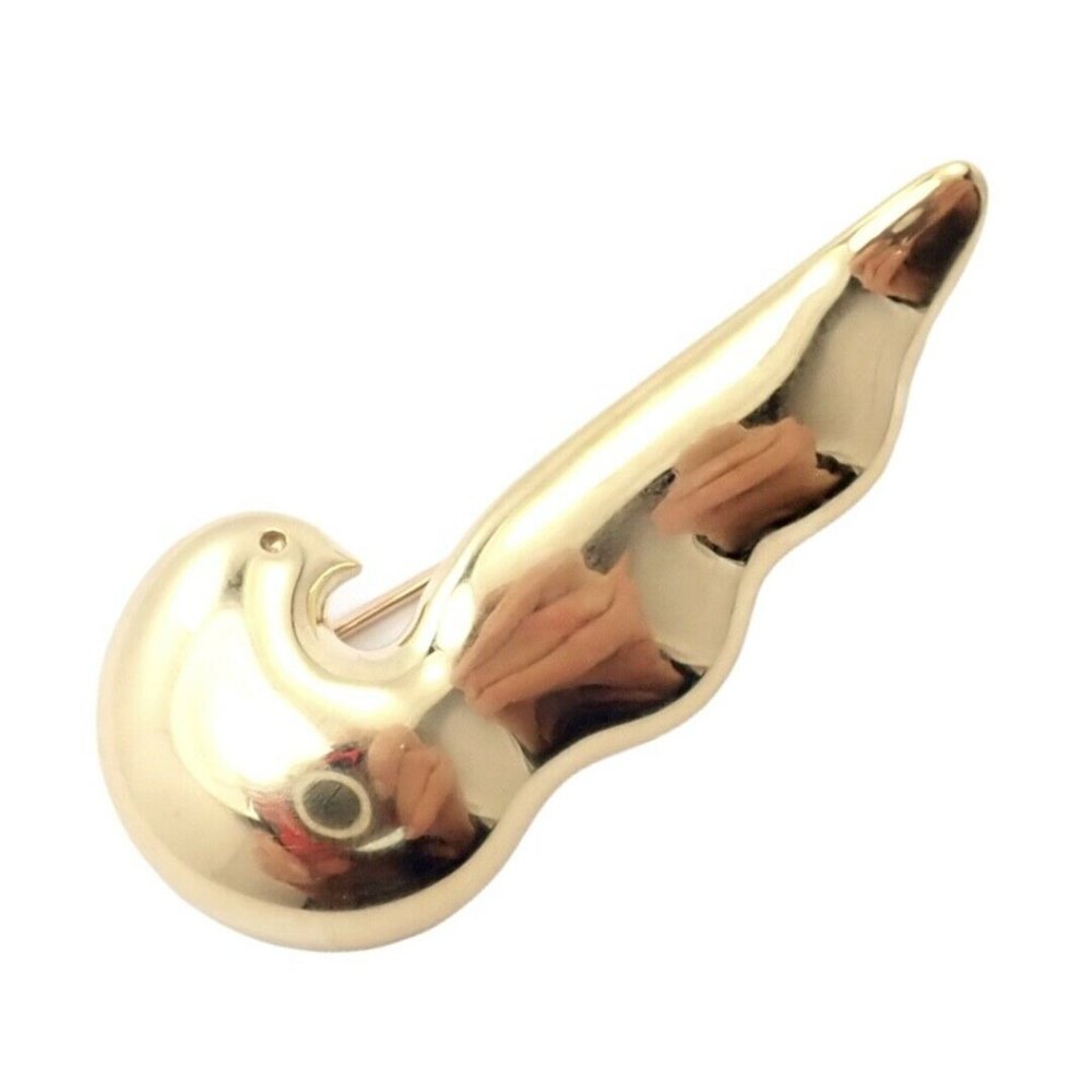 Authentic Tiffany & Co. 18k Yellow Gold Paloma Picasso Dove Bird Pin Bro…